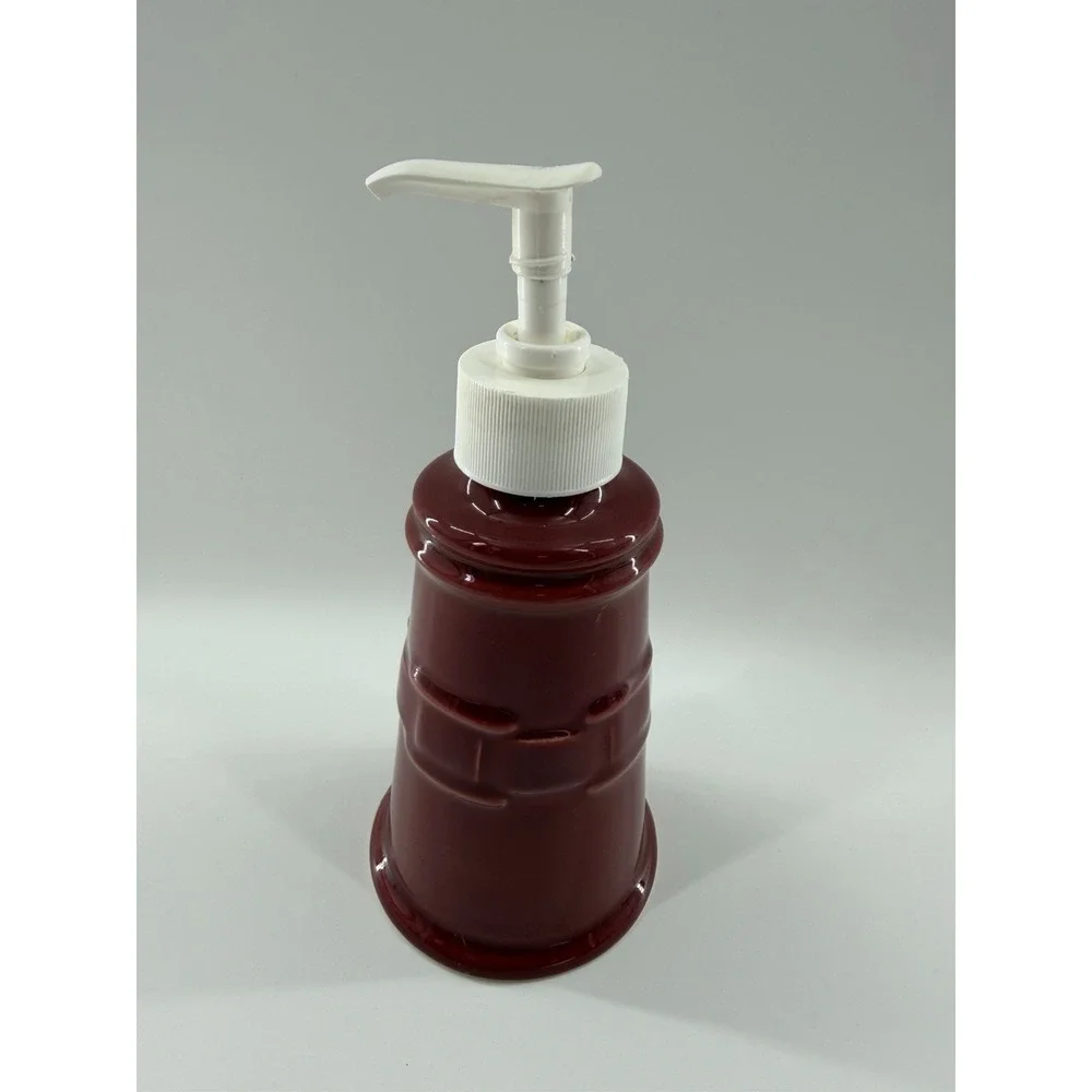 Longaberger Woven Traditions Pottery Soap Lotion Pump Dispenser Red Paprika USA